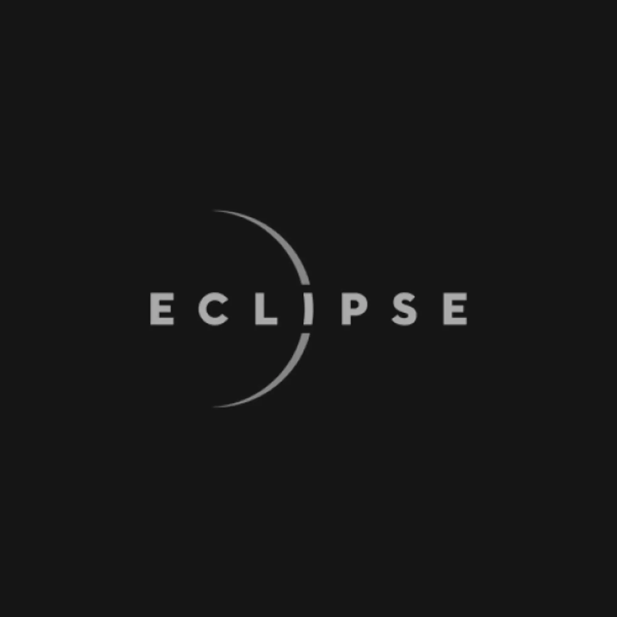 Eclipse logo with curved arc design on black background.