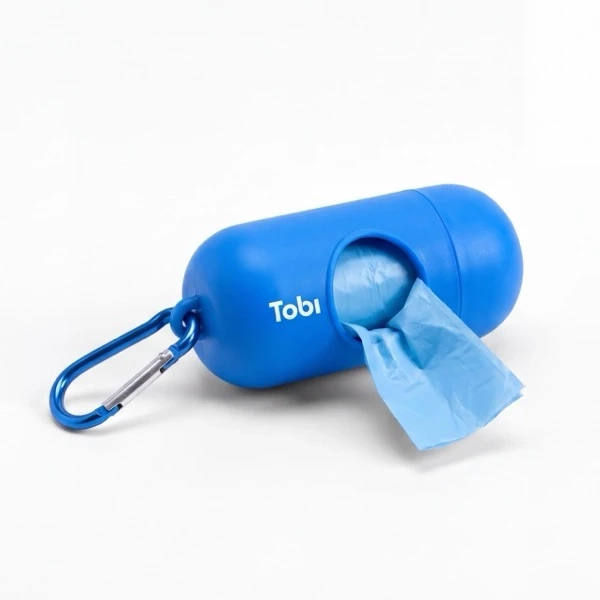 A clip-on Tobi waste bag dispenser