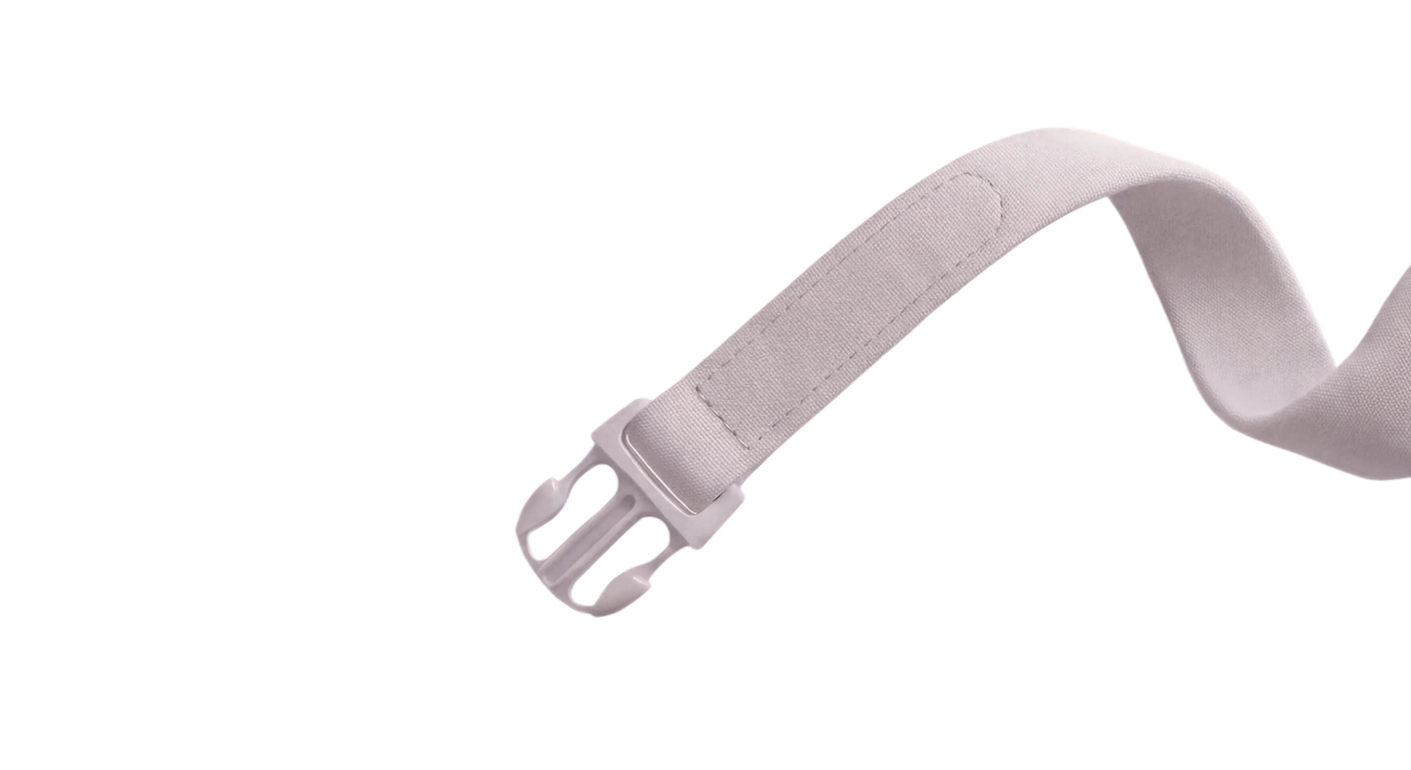 The sand collar’s knit strap twisting into its clasp